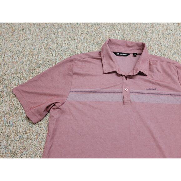 Travis Mathew Polo Shirt Mens XL Pink Golf Performance Striped Pima Cotton - Picture 5 of 16